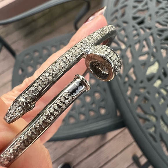 Diamond Nail Bangle sterling silver 2.5 carats natural diamonds - Picture 5 of 7